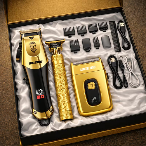 WEEME Golden 3pcs 2pcs 1pc Men's Hair Clipper Set, USB Rechargeable Hair Clippers